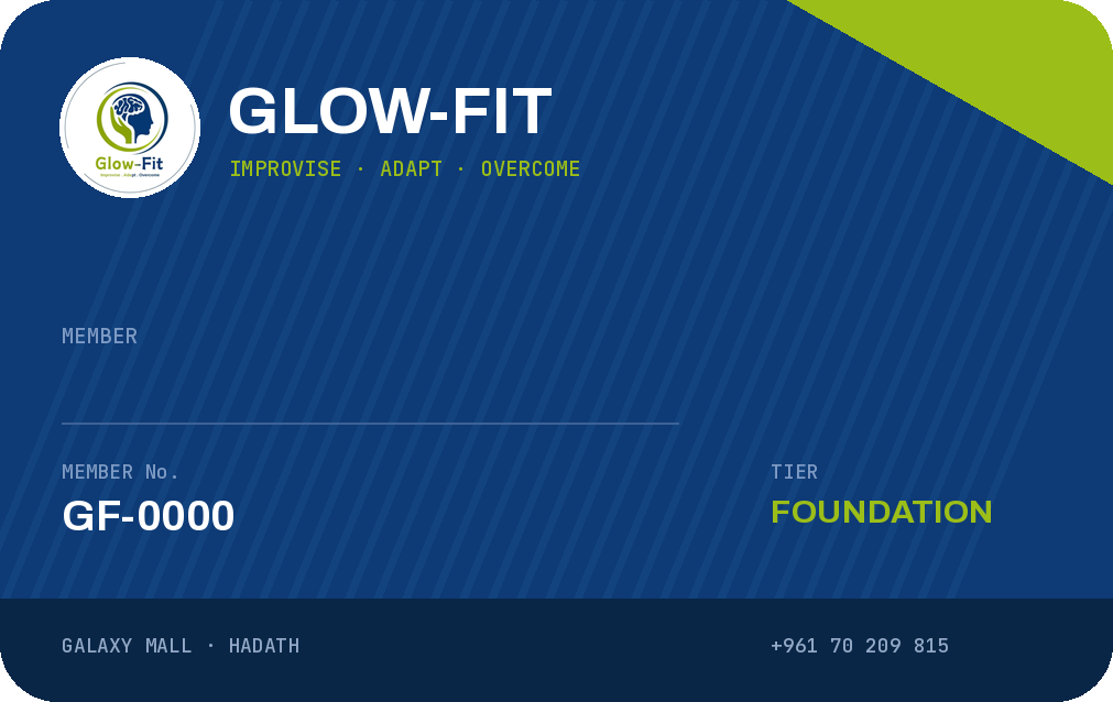 Glow-Fit membership card, front