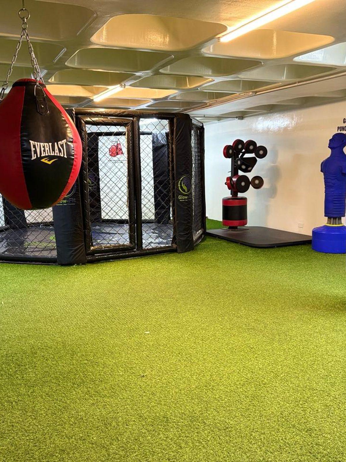 The Combat Lab cage, heavy bags, speed bag and reflex targets